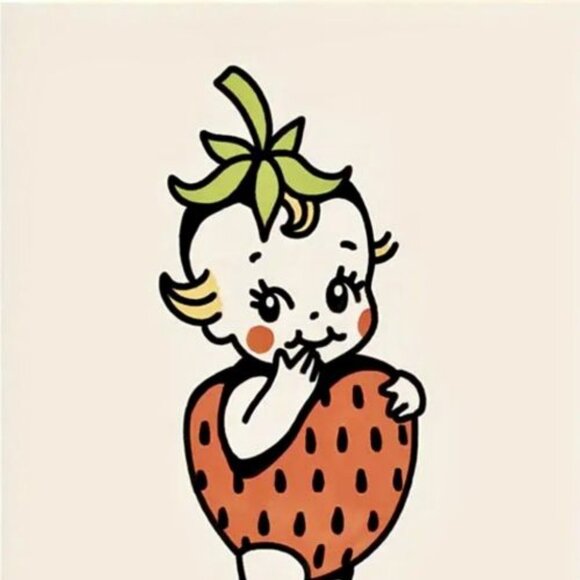24"x16" Vintage Style Strawberry Kewpie Doll Unframed Canvas Art Print New - Picture 2 of 3